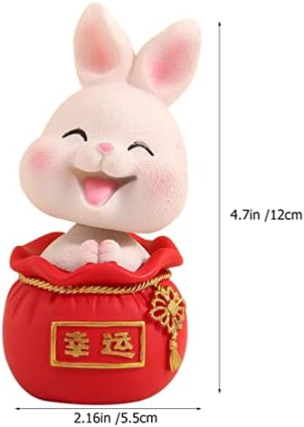Aboofan Rabbit Desktop Ornament Shaking Head Hourny Kinous Kineski Zodiac Mascot Auto figuri za 2023 Kineska
