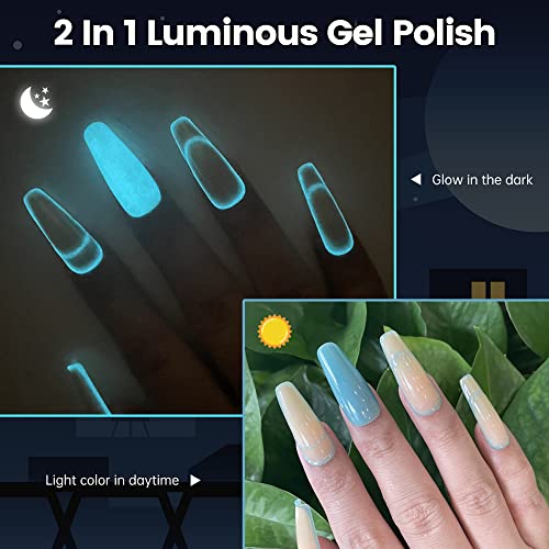 YTD Likomey Glow u tamnom Gel laku za nokte, 1 kom 15 ml prozirnog Svijetloplavog Svijetloplavog efekta sjaja upijajte UV Gel za nokte, fluorescentni svijetli Gel za manikir