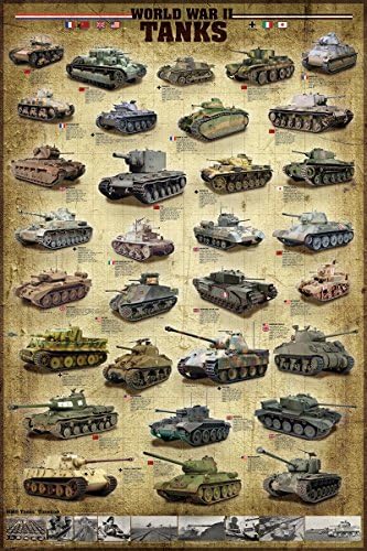 Tenkovi iz Drugog svjetskog rata Poster Sherman Panzer Pershing Churchill Tiger 24x36
