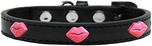 Mirage proizvodi za kućne ljubimce Glitter usne widget ovratnik za pse, veličine 12, crna / ružičasta