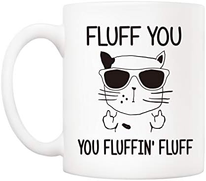 5aup Božićni pokloni Funny Cat šolja za kafu za ljubitelja mačaka, Fluff You You Fluffin ' Fluff Cat jedinstveni