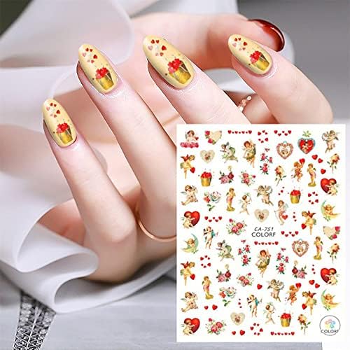 Male slatke naljepnice za naljepnice za nokte na licu Valentinovo serija Love Rose naljepnice za nokte kreativne
