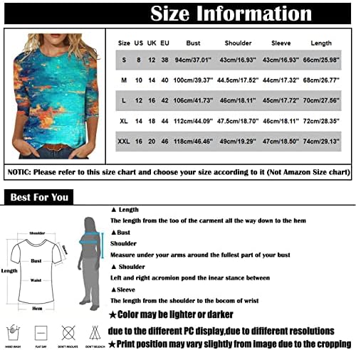 Žene Ležerne bluze i vrhovi moda, košulja za žene Ispis T košulje smiješno 3/4 rukava Ležerne prilike pulover