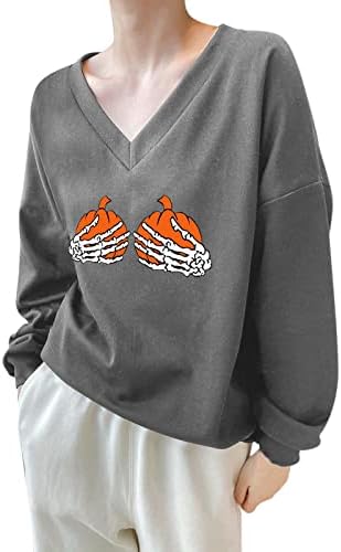 Beuu casual plus veličine pulover vrhovi Halloween majice za žene smiješne bundeve grafički vid dugih rukava