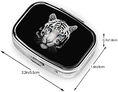 Bijelo-Tiger Kvadratna Mini Kutija Za Pilule Organizator Metalnih Lijekova Za Putovanja Prijenosna Torbica