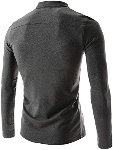 Muška udobna gornja gumba V izrez puna boja tanka bluza s dugim rukavima muška majica