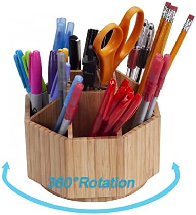 DOUSY Bamboo Art Supply Desk Organizator, rotirajući držač olovaka za 360 stepeni