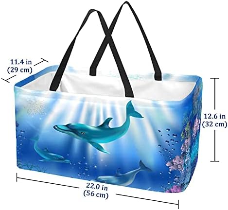 50L Shopper torbe Underwater World Dolphins sklopiva kutija za kupovinu torba za namirnice sa ručkama, za višekratnu upotrebu