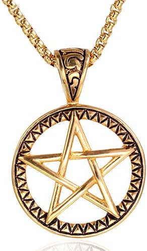 Vintage Nerđajući čelik Pentagram Privjesak Ogrlica za muškarce žene Wiccan ogrlice sa 24 inčnim lancem