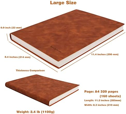 Veliki obloženi dnevnik bilježnica za pisanje, mekana navlaka od umjetne kože, 100gsm papira, 320 stranica, A4 8, 4x11, 4 inča Bilješka za poslovne muškarce