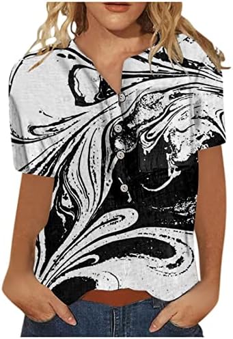 Bluze za žene Dressy Casual 2023 ljetni vrhovi seksi modna tunika sa rukavima cvjetni V vrat sa dugmetom