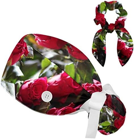 Crvena ljubav Romantična cvijeća Podesiva kape za piling sa tasterima luk za kosu