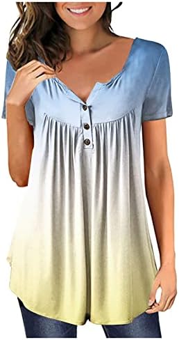 Bluze AKOllsppnsy plus veličine za žene 2023 Dugme s kratkim rukavima Košulje kratkih ručica Ženska radna