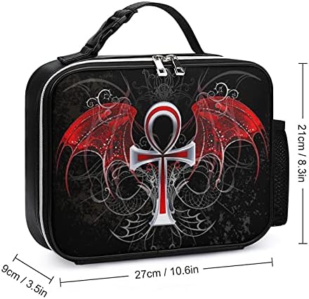 Gothic Silver Ankh Vampire with Red Wings višekratna torba za ručak izolovana kutija za ručak za kancelarijski