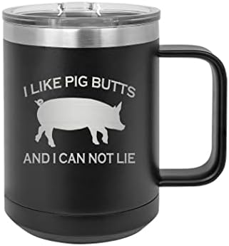 Funny BBQ Grill volim Pig Butts sarkastičan šala Heavy Duty nehrđajućeg čelika crna kafa šolja Tumbler sa