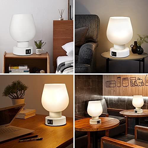 PwBarwq Touch lampe za spavaće sobe - noćne lampe sa 2 USB priključka za punjenje, 3-smjerna lampa za prikrivena