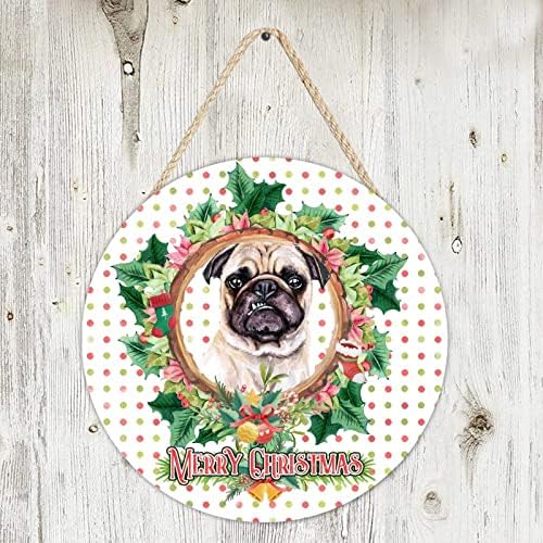 Seoska kuća Drveni znak Plaque Božićni vijenac za pse za pseći za pseće dobrodošlo Wood trijem za vješalice