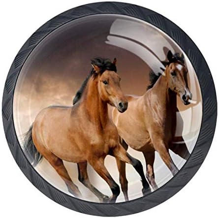 4 kom Mustang Running Horse dugmad ormarića okrugle staklene ručke za fioke vuče za kuhinjski namještaj