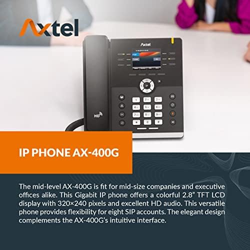 Axtel AX-400G IP telefon - 8 SIP računa, 5-smjerni audio konferencijski most, dvostruko-port Poe Gigabit