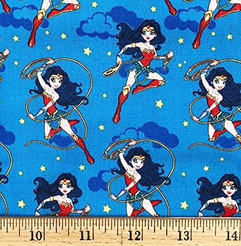 1 dvorište-Wonder Woman na plavoj pamučnoj tkanini 1 dvorište X 44