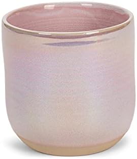 Elanze dizajn sjajno iridescentna rainbow glazura 17 oz kamena šalica za kafu, set od 4, ružičasta ružičasta