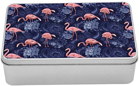 Ambesonne Jacobean limenska kutija, savremena i egzotična postavka cvjetna uzorka džungle sa flamingosima,