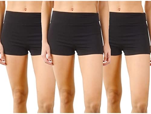 Čista izgled ženskog preklopa sa 3 paketa preko struka Active Stretch Pamučne joge kratke hlače