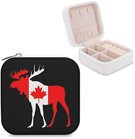 Kanada Zastava Moose PU kože Mali nakit Box Ogrlice za pohranu Organizator za djevojčice Žene Poklon