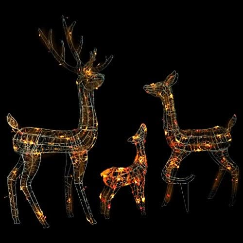 Vidaxl akrilni reindeer Porodična božićna dekoracija 300 LED šarene