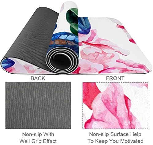 Siebzeh Butterfly Pink Flower Premium Thick Yoga Mat Eco Friendly Rubber Health & amp; fitnes Non Slip Mat