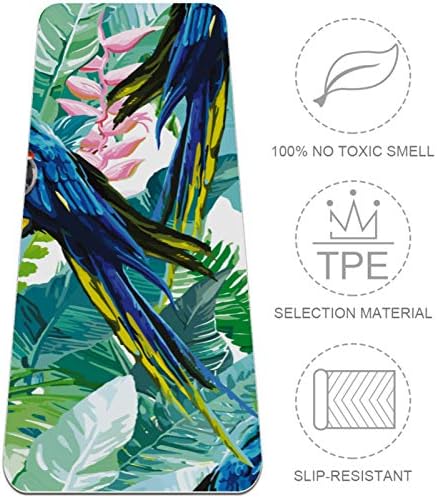 Siebzeh Painted Parrot Tropical Plants Green Premium Thick Yoga Mat Eco Friendly Rubber Health & amp; fitnes