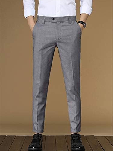 Andongnywell muške Premium pantalone srednjeg struka Slim Fit muške poslovne tanke devet minuta mlade Casual
