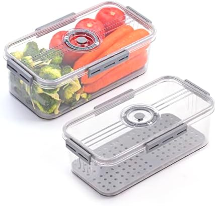Cutesun Clear kontejneri za voće i povrće sa poklopcem i posebnom kopčom, plastične kante za organizatore