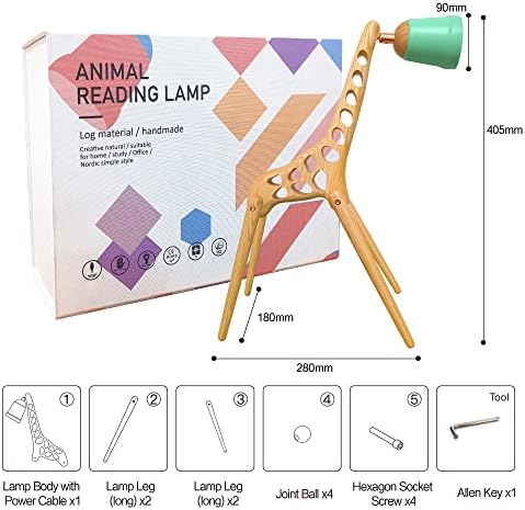Amonite žirafa drvena lampa za čitanje, novost noćno svjetlo za djecu, Dječija dekoracija lampa spavaća