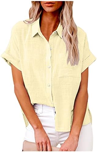 Lcepcy Summer Casual T Shirt za žene plus Size Henley Shirt dugme Down kratki rukav bluza čvrsta tunika