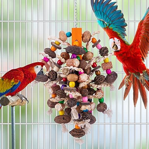 Deloky veliki papagaj igračke za žvakanje ptica-igračka za kidanje papagaja od prirodnih orašastih plodova-drvena