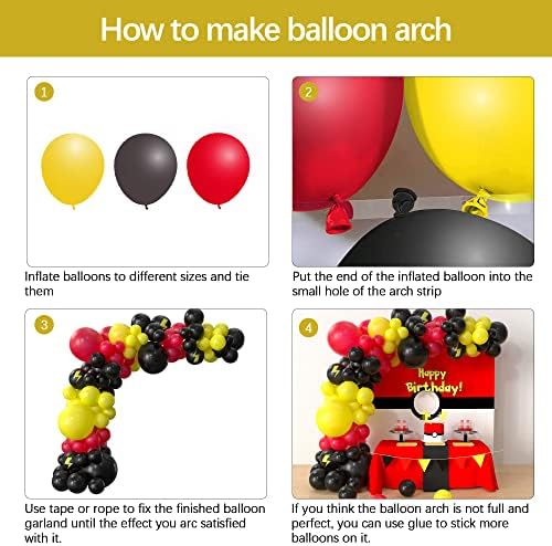HYOWCHI Cartoon Poke potrepštine za rođendanske zabave - 116 kom Cartoon Poke Balloon Garland luk, crveni