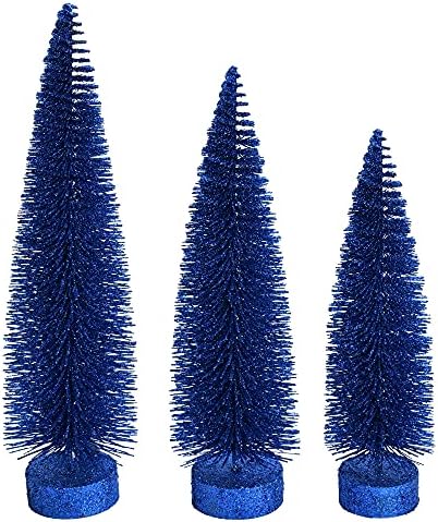 Vickerman 12 -14 -16 Ponoćno plavo sjaj Ovalno pirno veštačko božićno drvo, set od 3 - Faux set božićnog