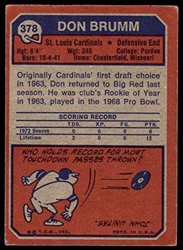 1973 TOPPS 378 Don Brumm St. Louis Cardinals-FB VG Cardinals-FB Purdue