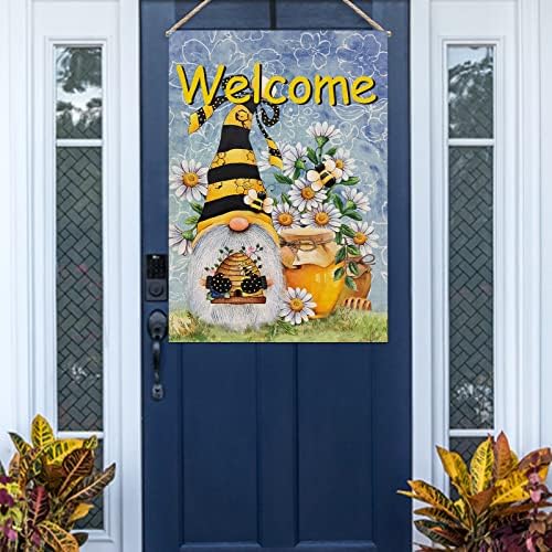 Furiaz Welcome Spring Honey Bee Gnome House Flag, ljetno Dvorište Home dekorativna Vanjska dekoracija, tratinčica