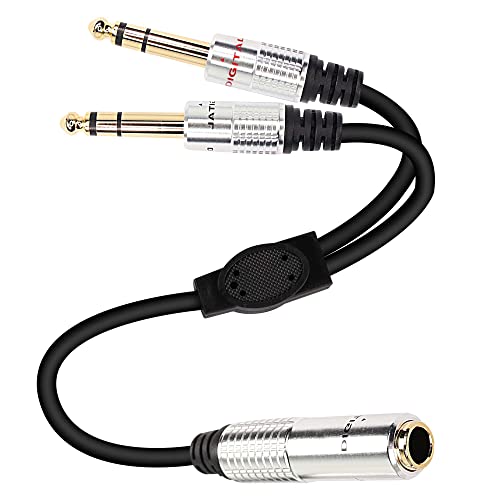 Xmsjsiy 6.35 mm 1/4 TRS kabl za razdjelnike za slušalice, 1/4 inča TRS ženski do dvostruki Stereo muški