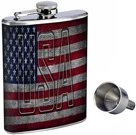 Vintage američka zastava savršenstvo u stilu 8oz tikvica za viski od nerđajućeg čelika sa besplatnim lijevkom
