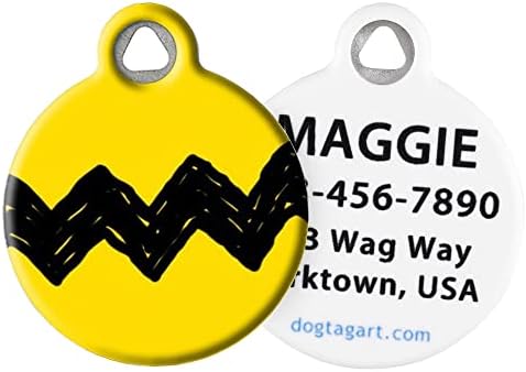 Oznaka pasa Art Charlie Brown Personalizirani ID ID-a za pse i mačke, tihi polimer obloženi nehrđajući čelik