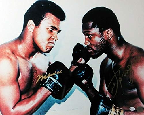 Muhammad Ali Joe Fraczier Dual AUTOGREGE 16x20 Photo Pose na Ali rukavici Auto OA - Fotografirane boks fotografije
