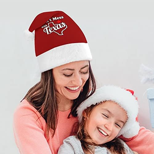 Ne zezaj se sa Texas Božić šešir meke pliš Santa kapa Funny Beanie za Božić Nova Godina svečana zabava