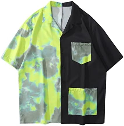 Bmisegm ljetne radne košulje za muškarce muške 3d digitalne štampe džepna kopča rever kratki rukav muške
