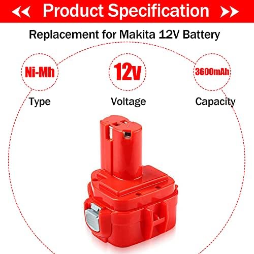 2Pack 3600mAh zamjenska baterija kompatibilna sa makitom 12-voltom baterijom 1200 1220 1201 PA12 1222 1233S