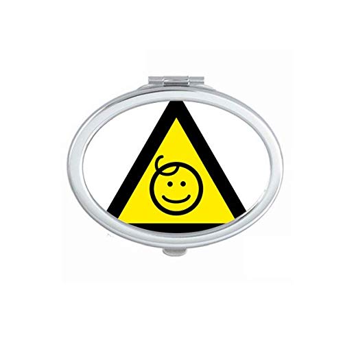 Simbol Upozorenja Žuta Crna Djeca Zaštićena Trouglasto Ogledalo Prijenosni Preklopni Ručni Makeup Dvostruke