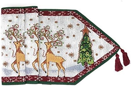 Tache zimske šumske reindeer antikne vintage božićne večerne pahulje praznični sezona bijeli ukrasni tkani