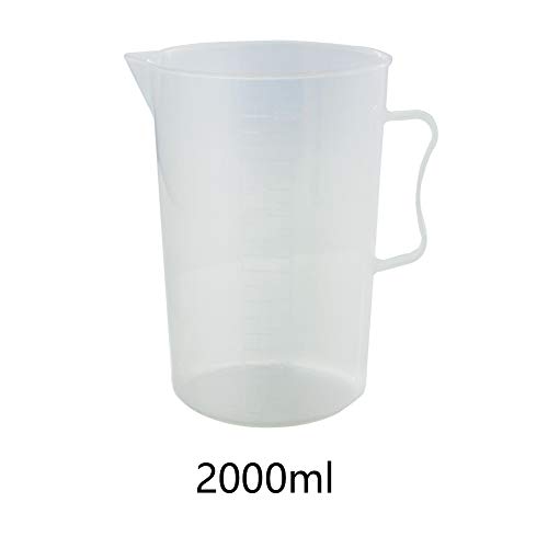 Bettomshin 1kom 2000ml PP plastične merne čaše visoke forme sa ručkom, laboratorijske čaše za tečnost za